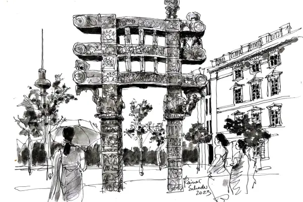 Das Sanchi-Tor vor dem Humboldt-Forum in Berlin