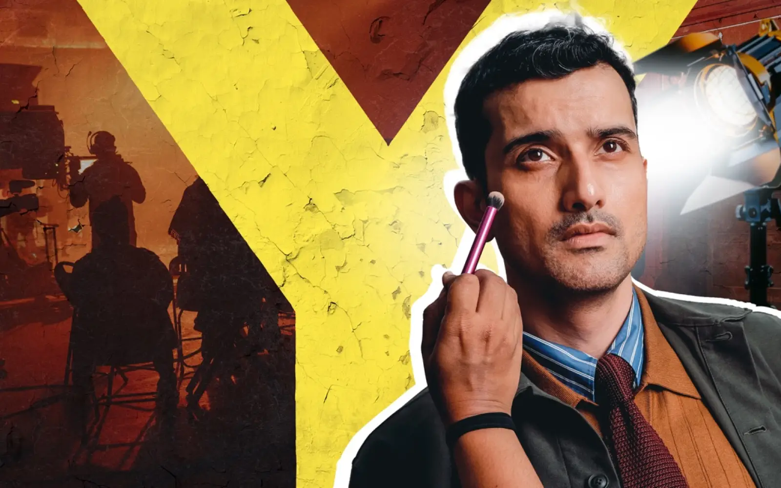 Der Bollywood-Schauspieler Anant Joshi auf dem Titelmotiv der Y-Kollektiv-Reportage „Mein bester Freund ist Bollywood-Star“. Foto: Radio Bremen/Harsh Jani (Montage; Hintergrund: Adobe Stock)