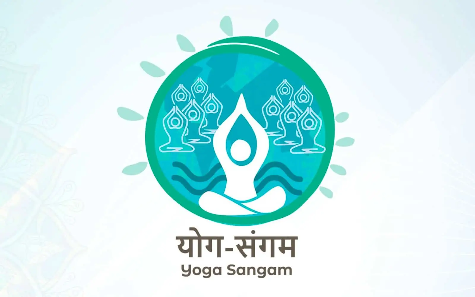 Das offizielle „Yoga Sangam“-Logo symbolisiert den Internationalen Tag des Yoga, der Millionen Menschen am 21. Juni weltweit zur gemeinsamen Praxis und dem Motto „Yoga for One Earth, One Health“ vereint.