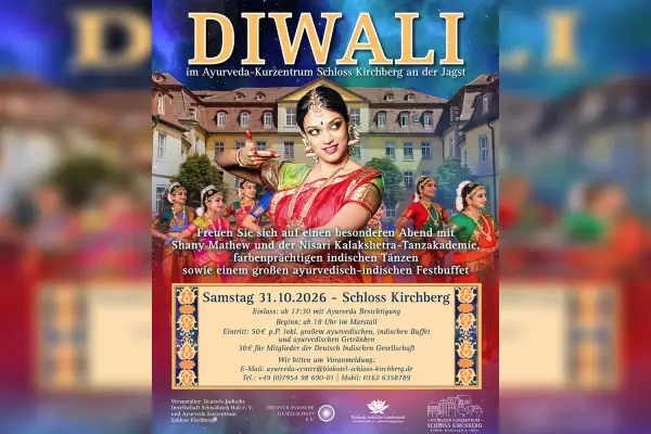 Shany Mathew und die Nisari Kalakshetra-Tanzakademie tanzen zu Diwali auf Schloss Kirchberg