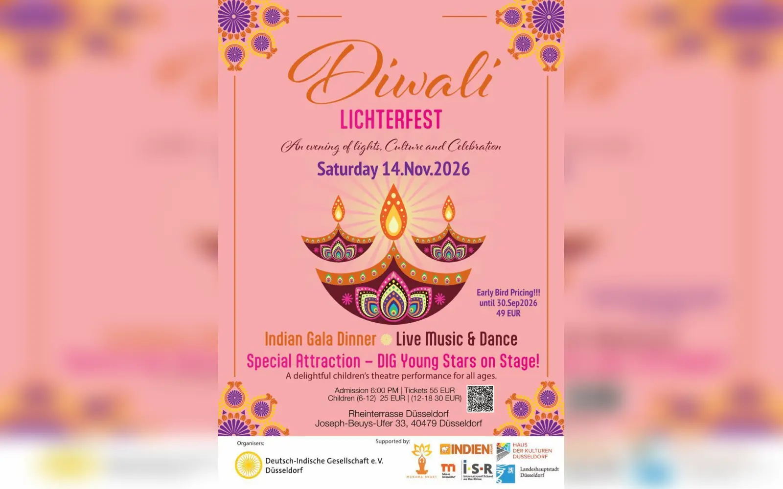 Diwali-Lichterfest mit Gala-Dinner, Live-Musik und Kindertheater in Düsseldorf