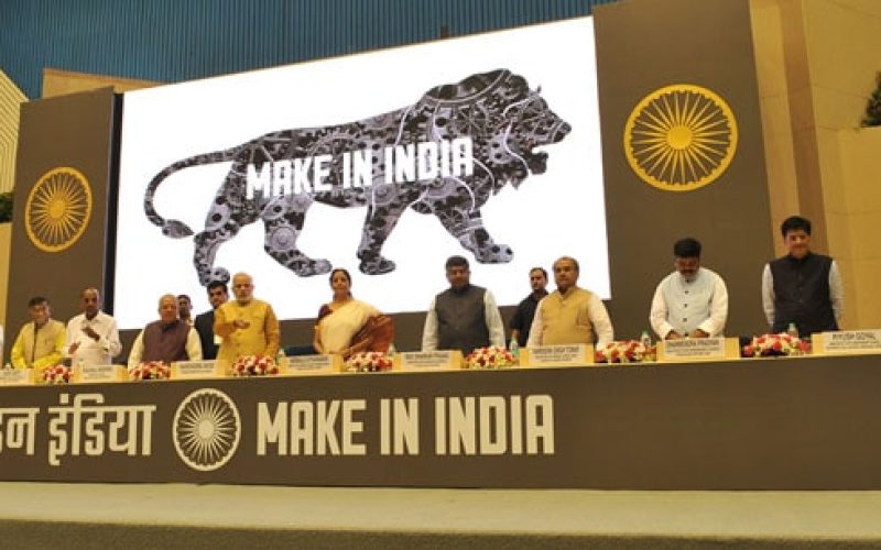 The Prime Minister, Shri Narendra Modi releasing the logo at the inauguration of the “MAKE IN INDIA”, in New Delhi on September 25, 2014.
