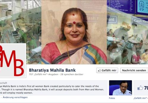 Auch auf facebook ist die neue Frauenbank vertreten (Mitte: CEO Usha Ananthasubramanian)