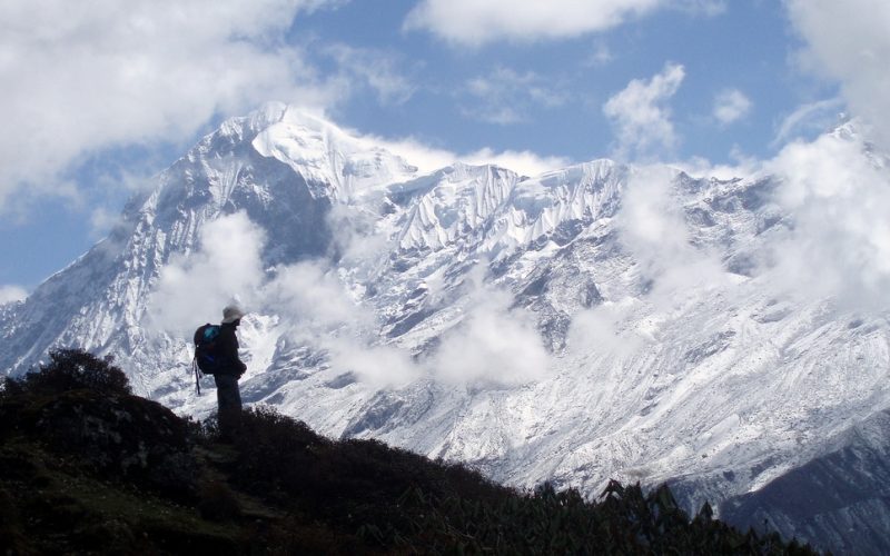 Schneebedeckte Gipfel in Sikkim. Foto: Matthieu Aubry