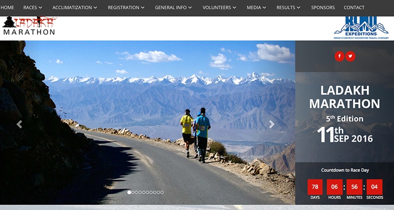 (screenshot Webseite Ladakh Marathon)